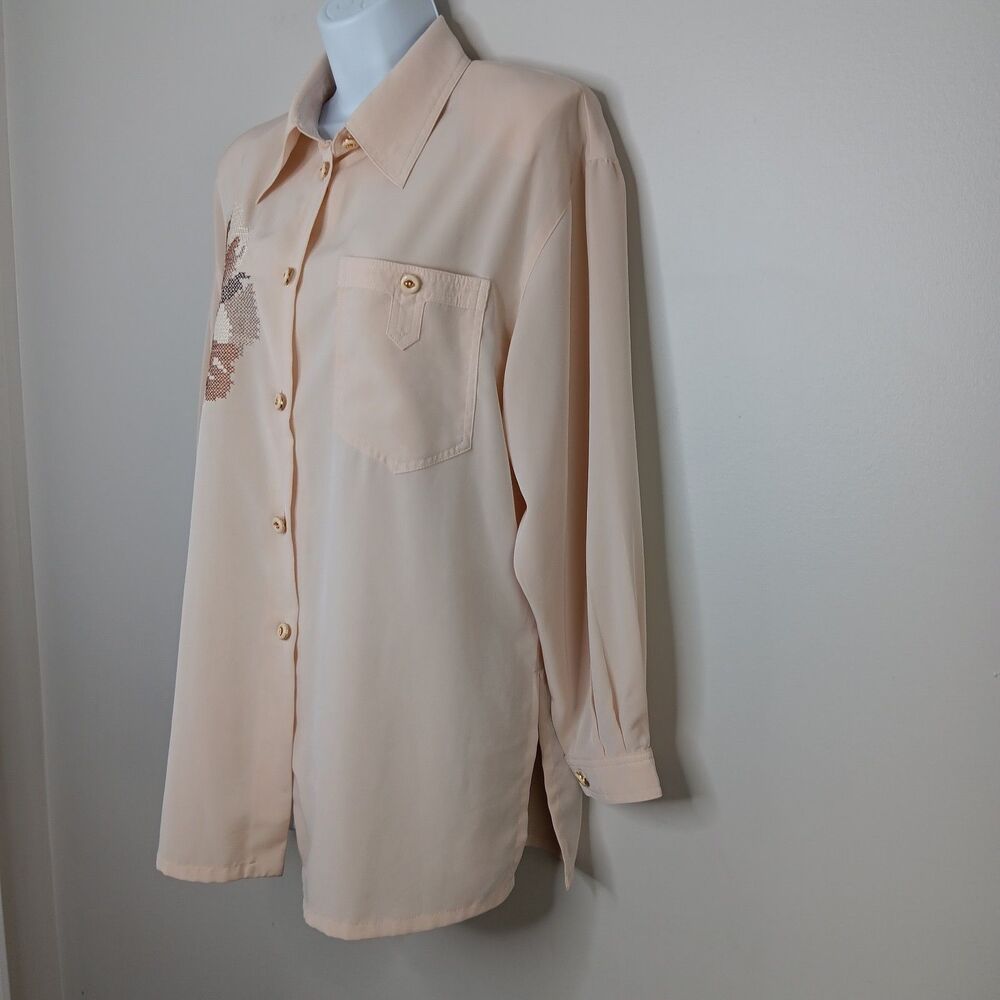 Vintage Marilyn Monroe Blouse Women's Size XL Embroidered Shirt Novelty Artsy - Picture 8 of 8